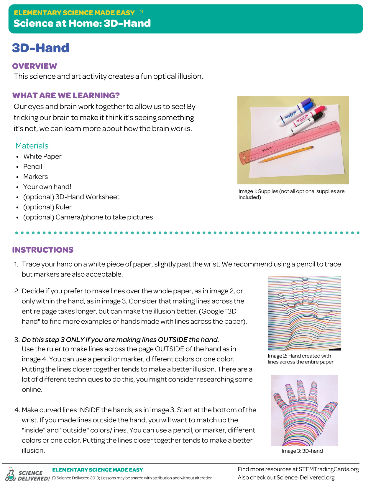 3D Hand coloring page preview