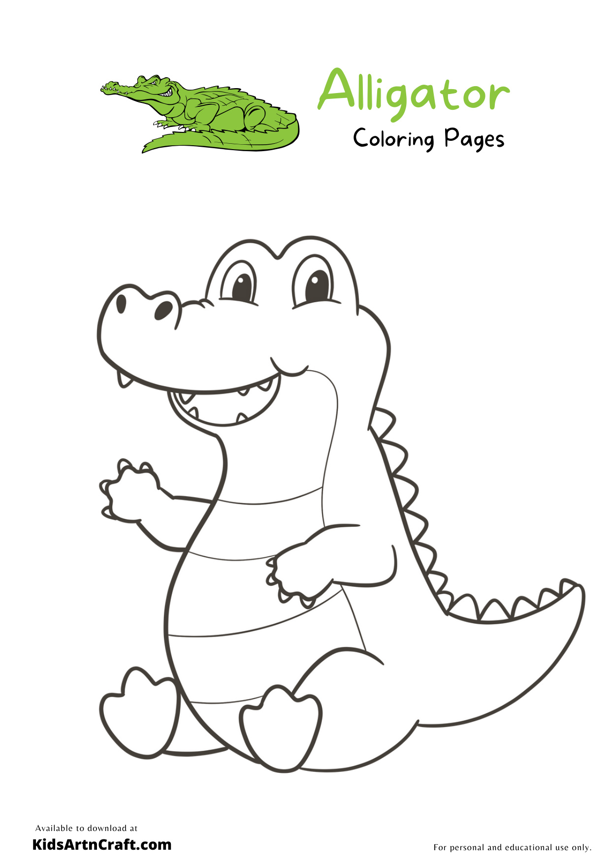 Alligator Coloring Page Free coloring page preview