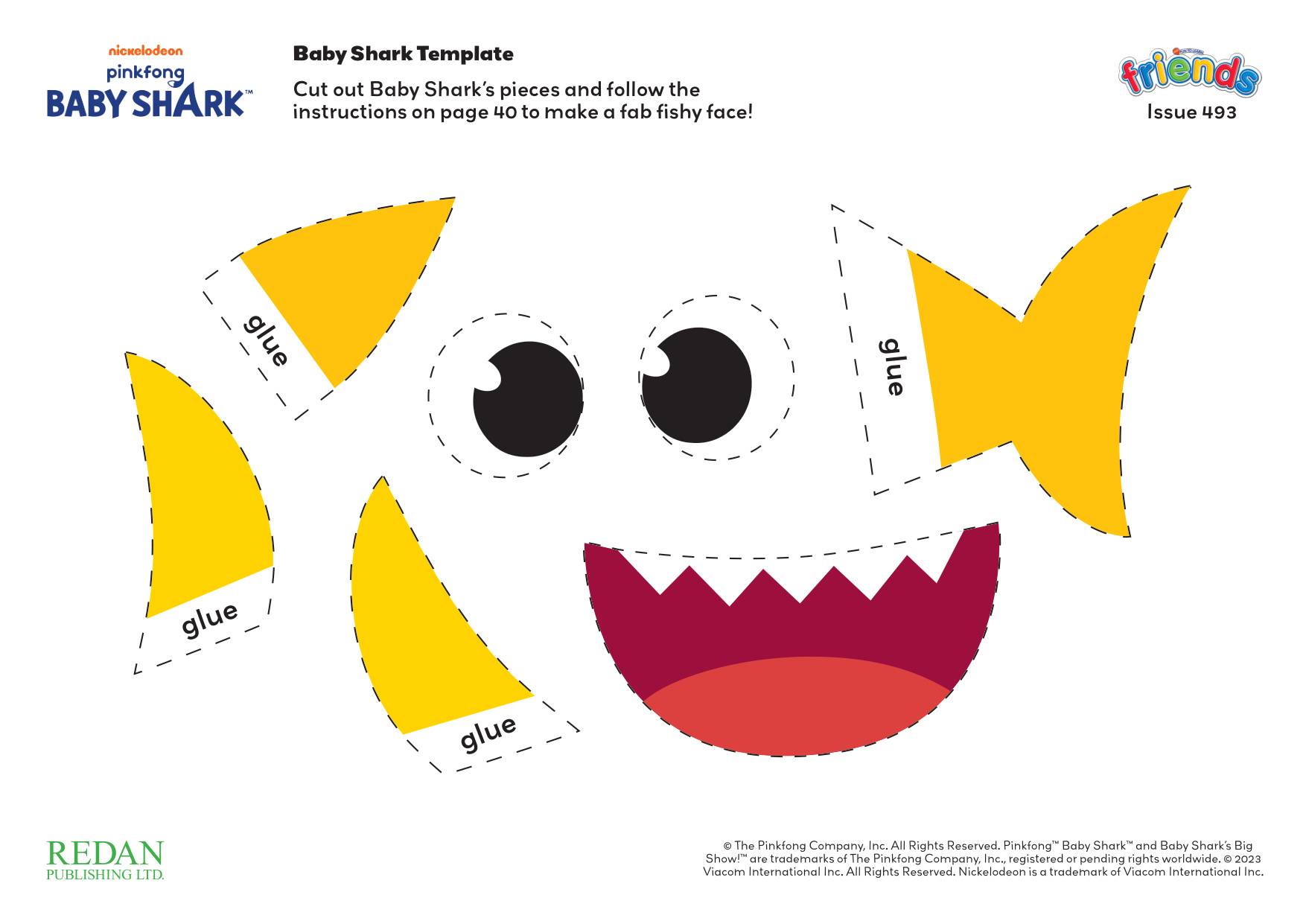 Baby Shark Stencil Printable coloring page preview