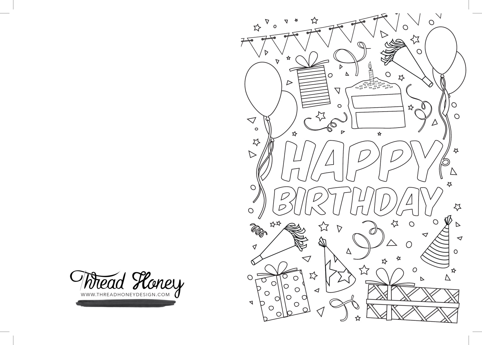 Birthday Card Happy Birthday Coloring Pages For Adults coloring page preview