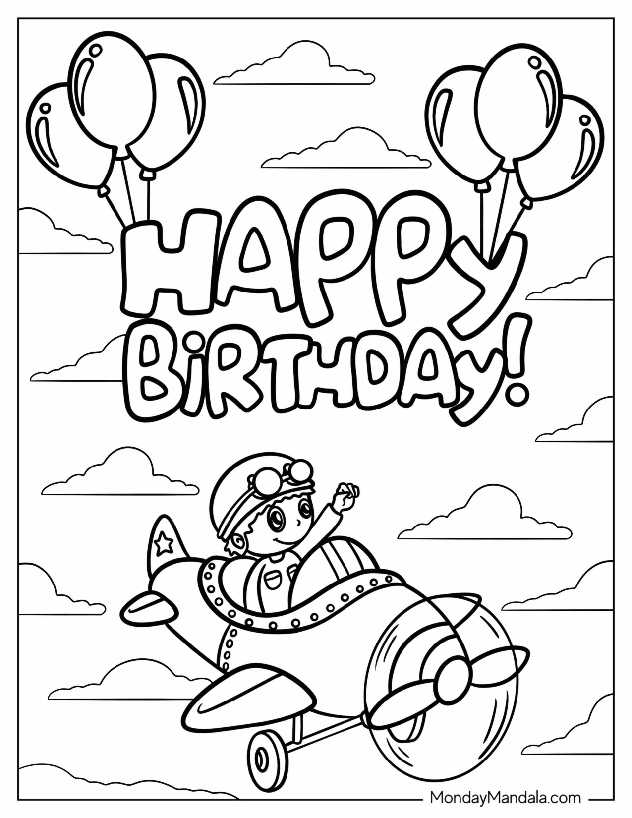 Boy Happy Birthday Coloring Pages coloring page preview