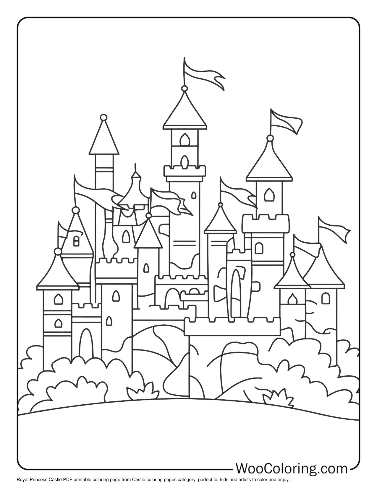 Castle With Princess Coloring Pages coloring page preview