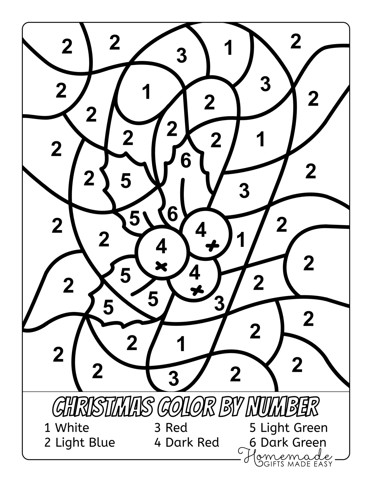 Christmas Color By Number Easy coloring page preview