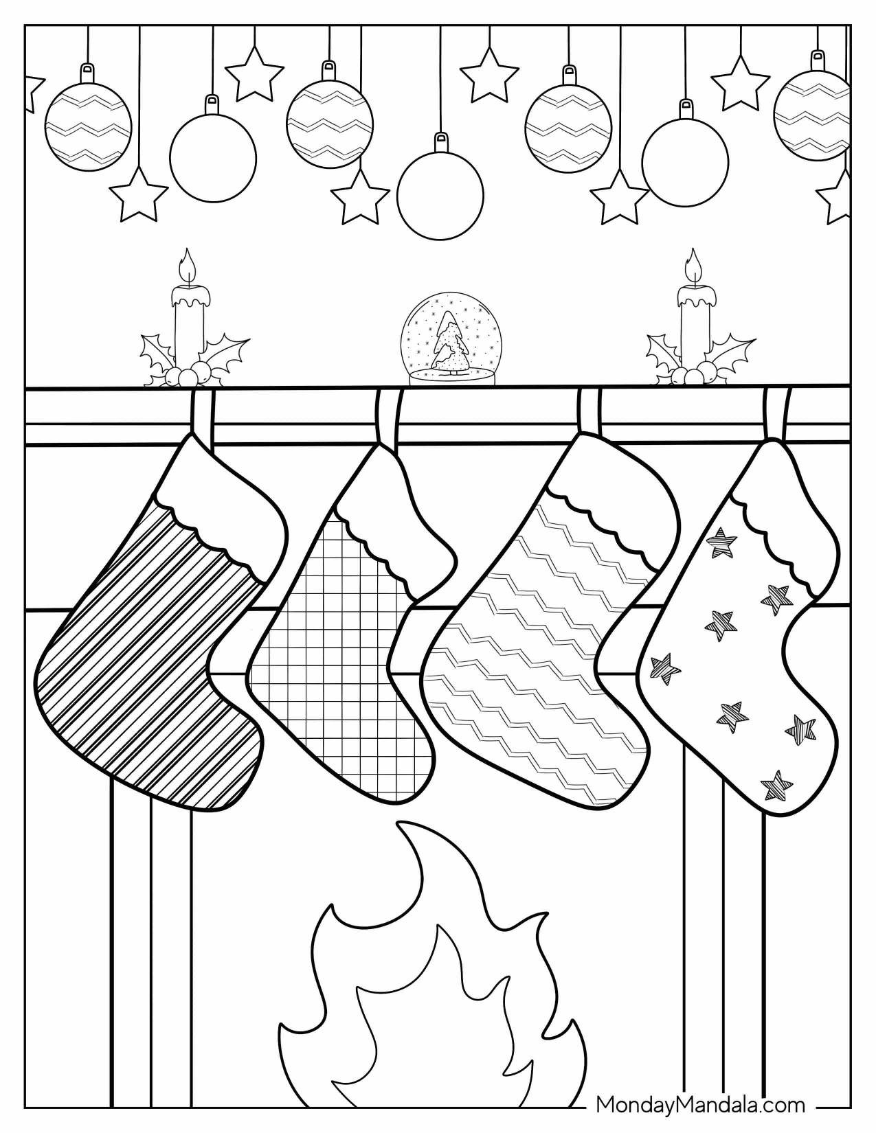 Christmas Stockings Coloring Printables coloring page preview