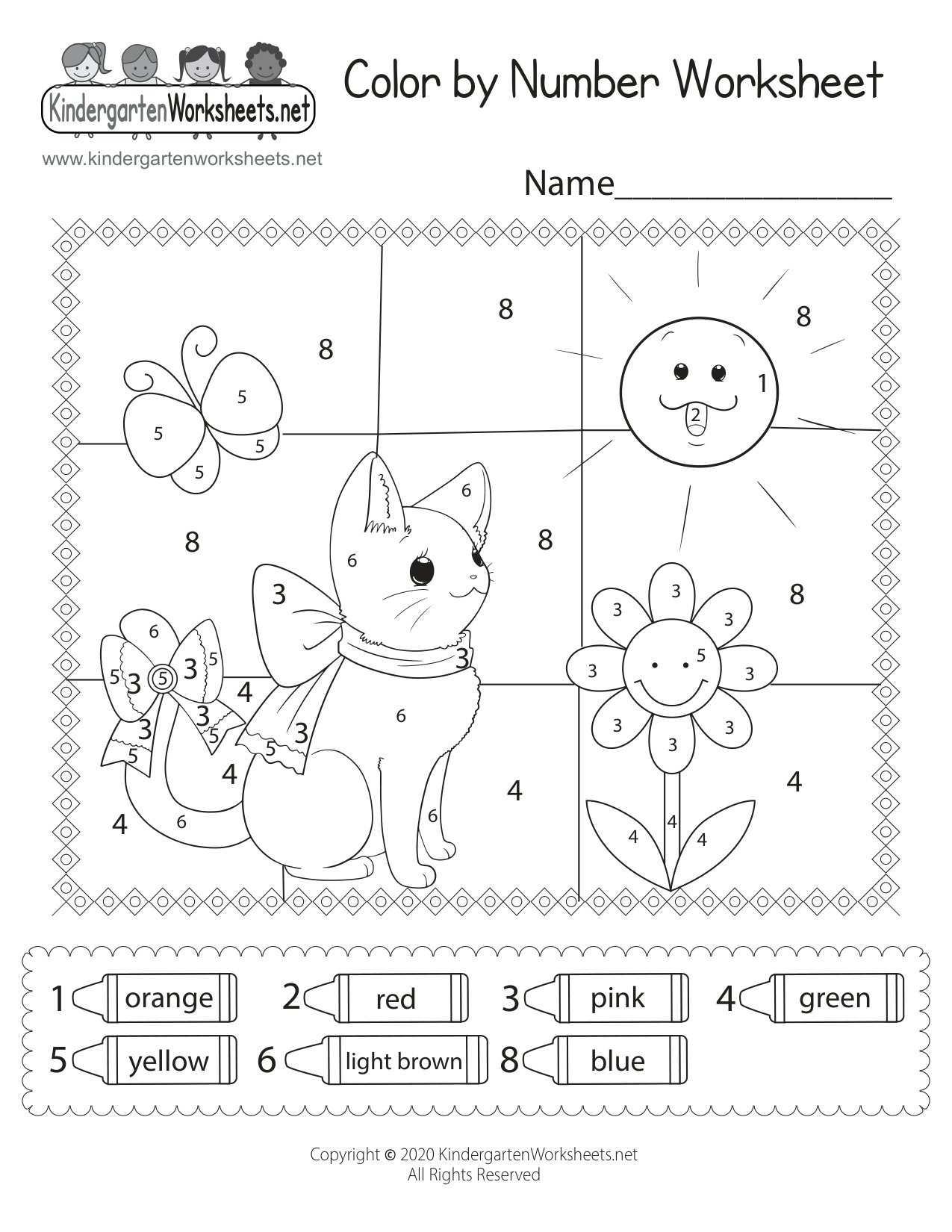 Color By Number Worksheets Pdf coloring page preview