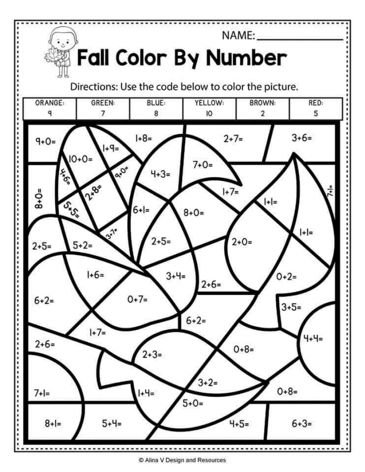 Color By Numbers Worksheets coloring page preview