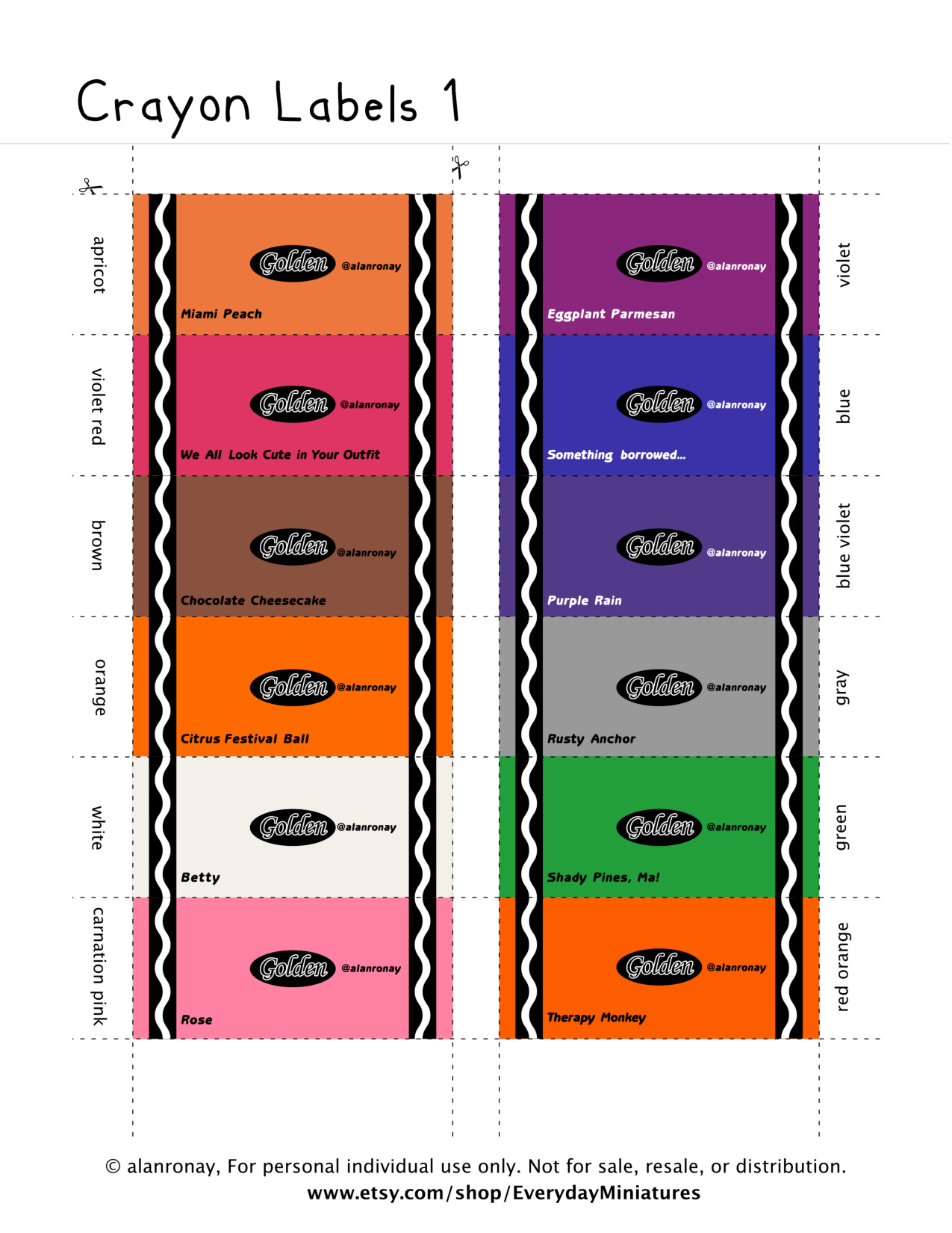 Crayon Label Printable coloring page preview