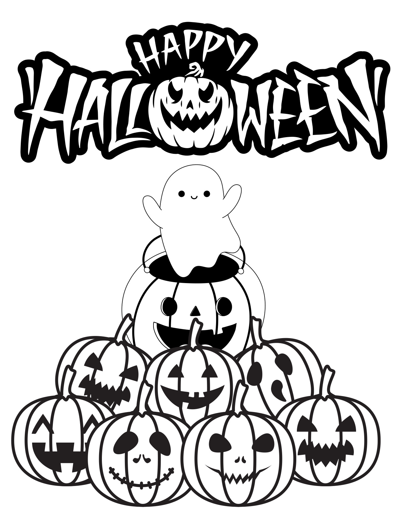 Cute Halloween Coloring Sheets coloring page preview