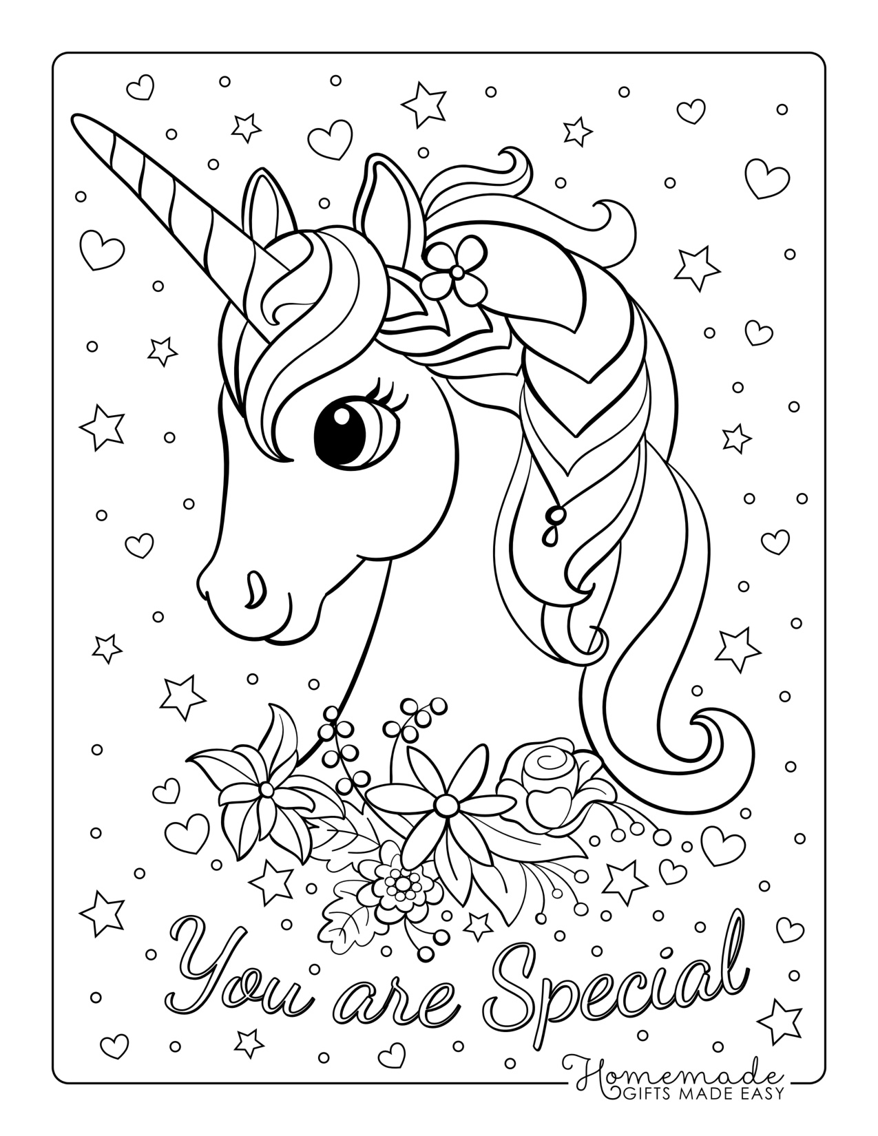 Cute Unicorn Coloring Pages coloring page preview