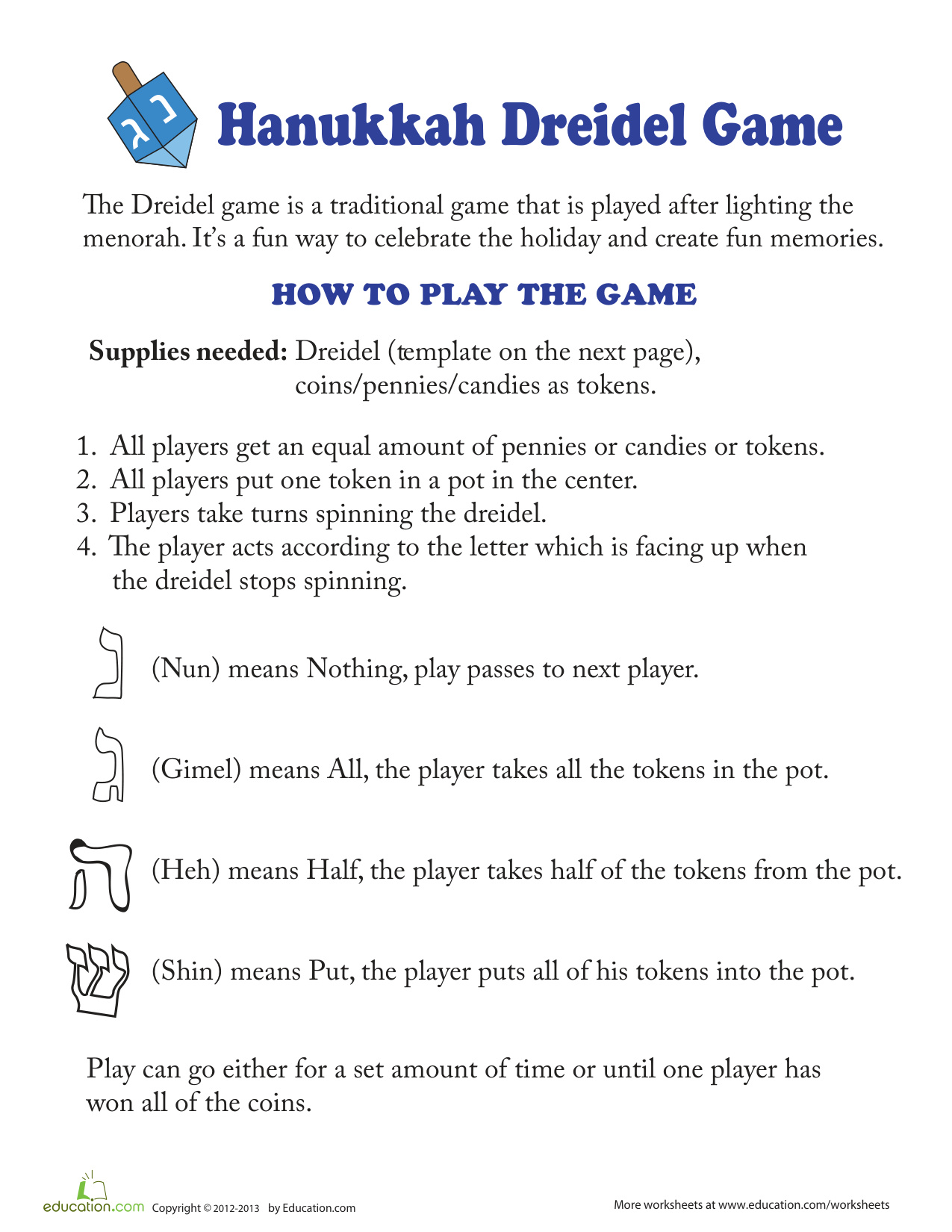 Dreidel Template coloring page preview
