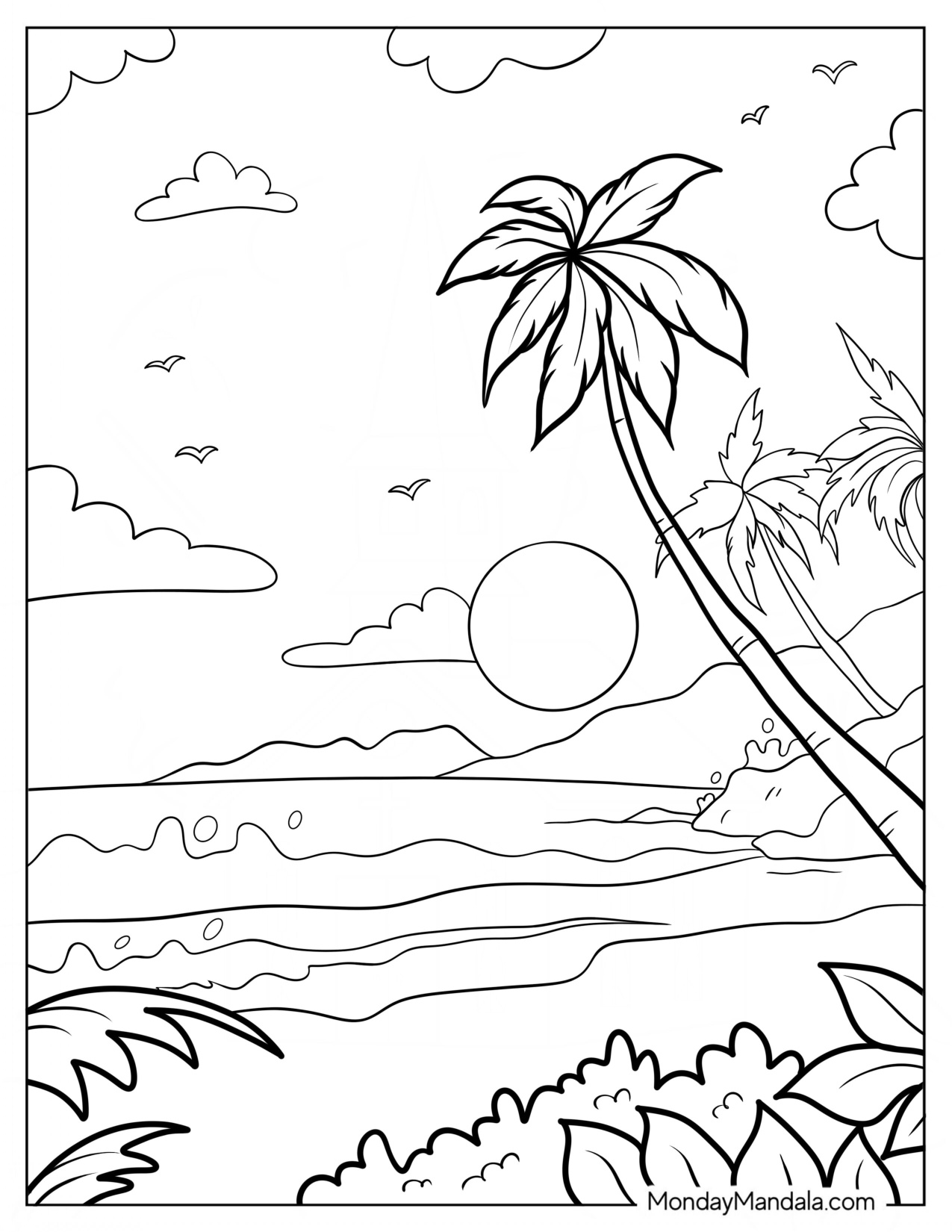 Easy Beach Coloring Pages coloring page preview
