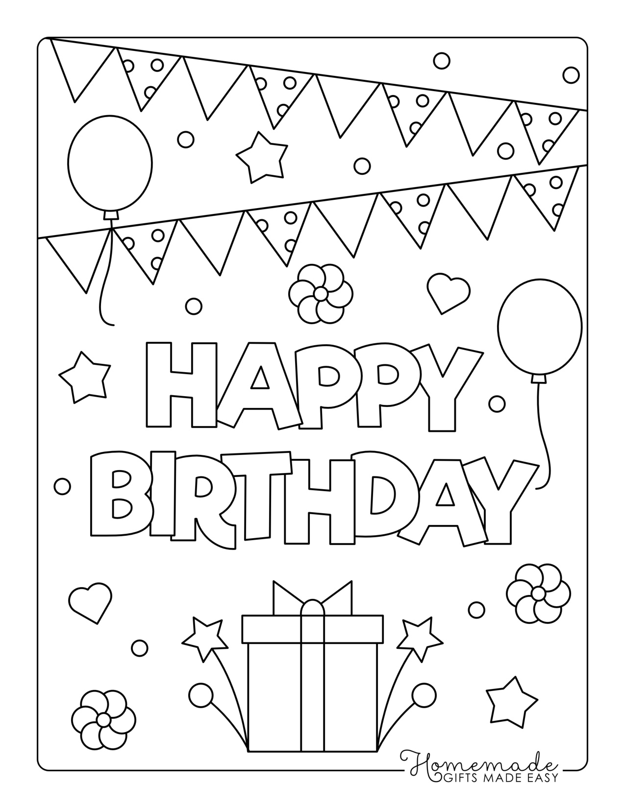 Easy Happy Birthday Coloring Pages coloring page preview