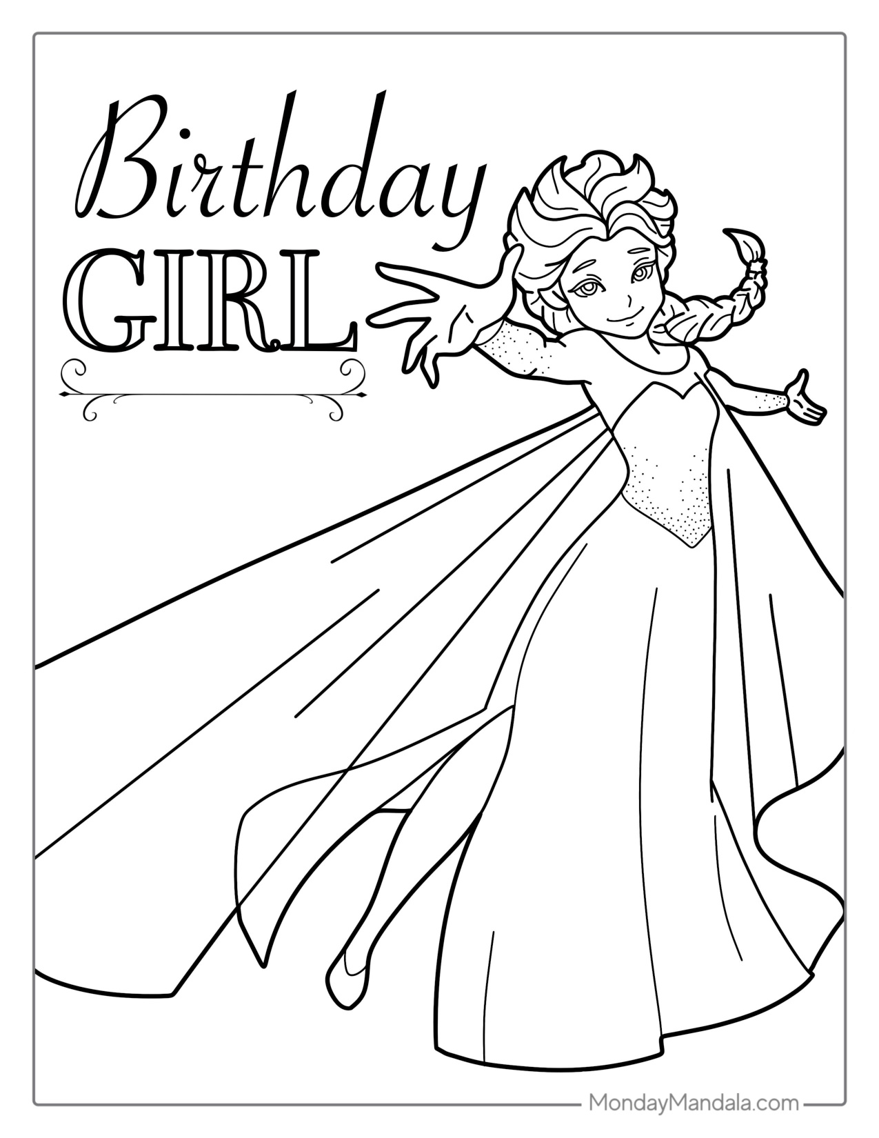 Elsa Birthday Coloring Pages coloring page preview