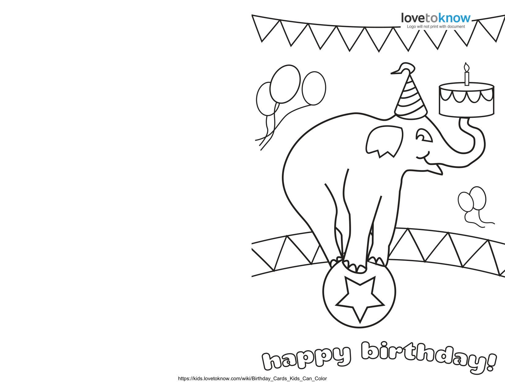 Free Birthday Card Coloring Pages coloring page preview