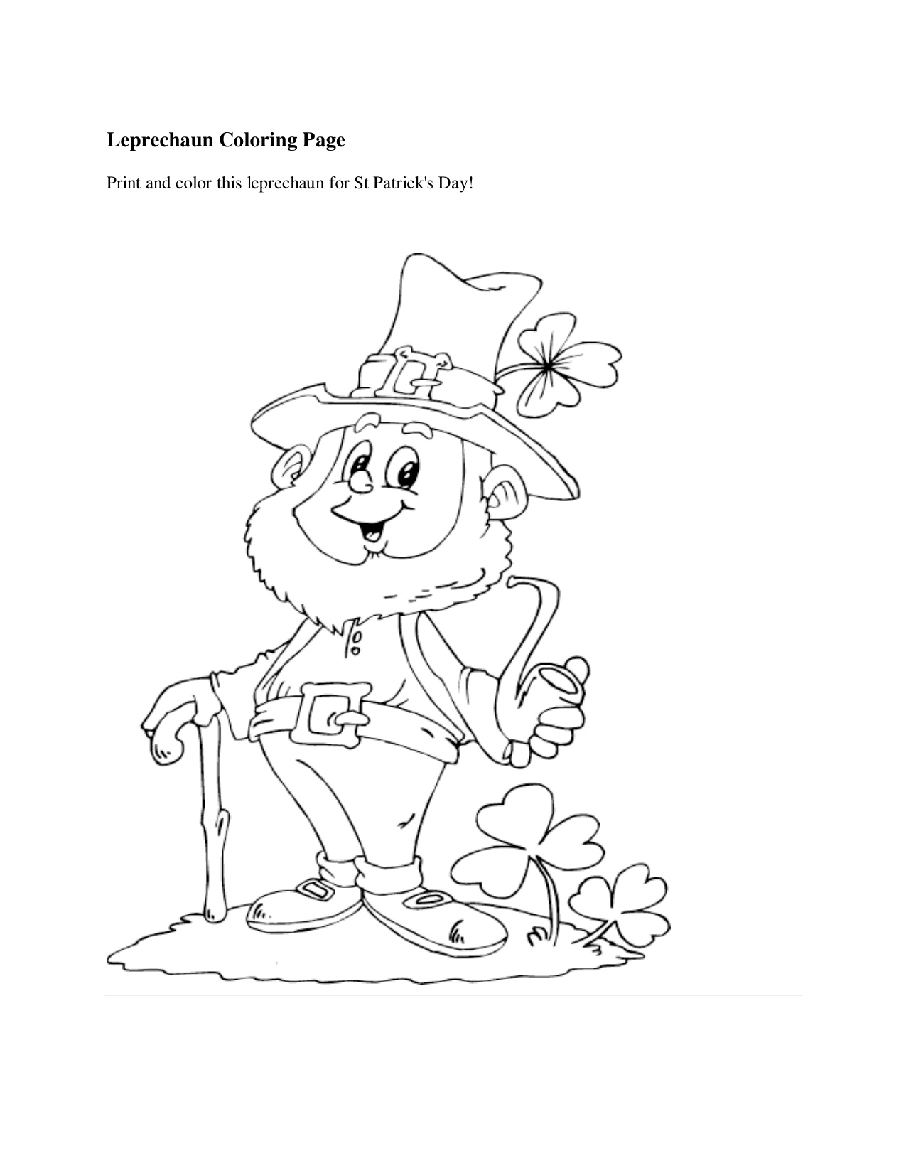 Free Leprechaun Coloring Page coloring page preview