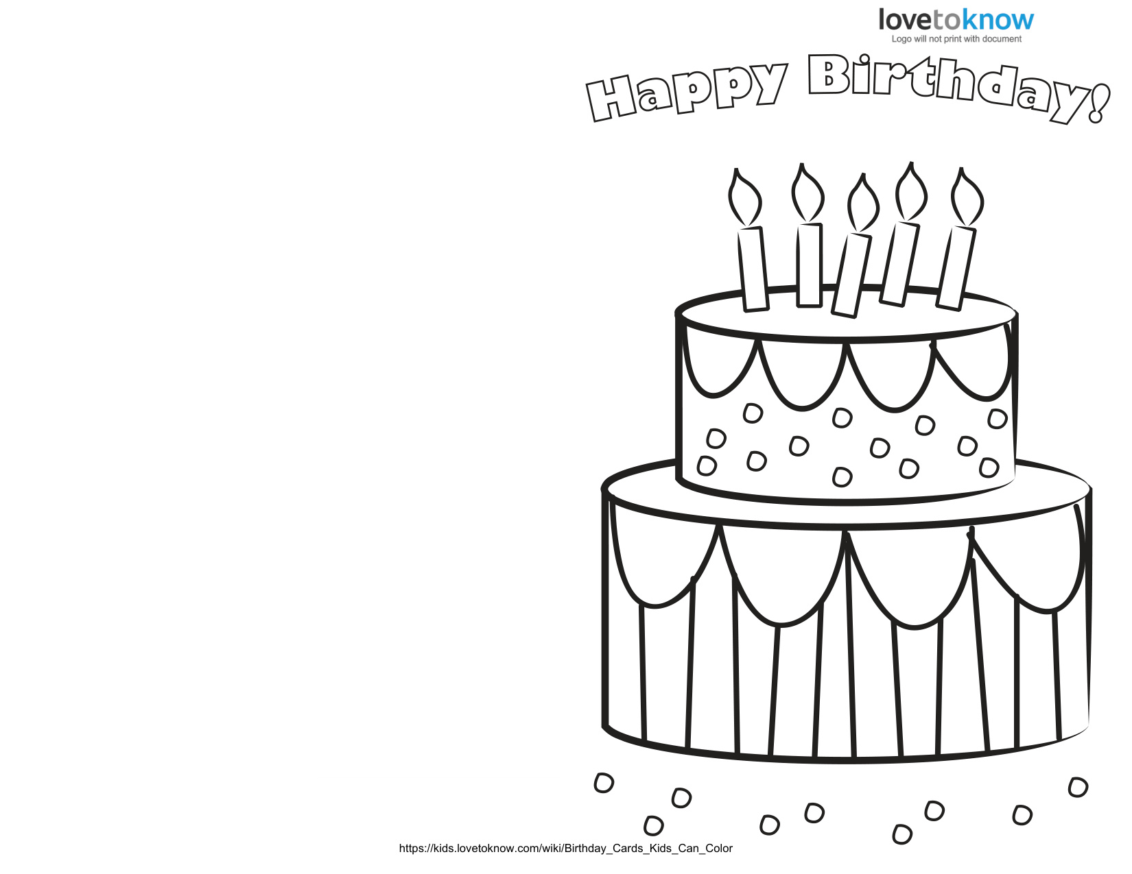 Free Printable Birthday Cards Coloring coloring page preview