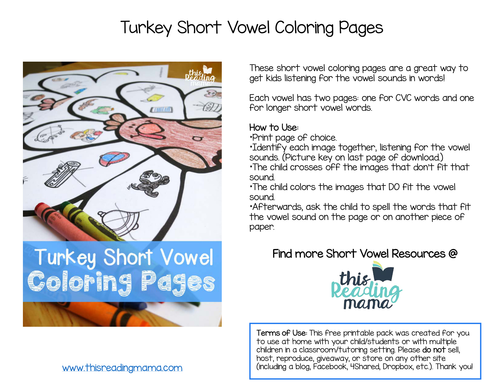 Free Turkey Coloring Sheet coloring page preview