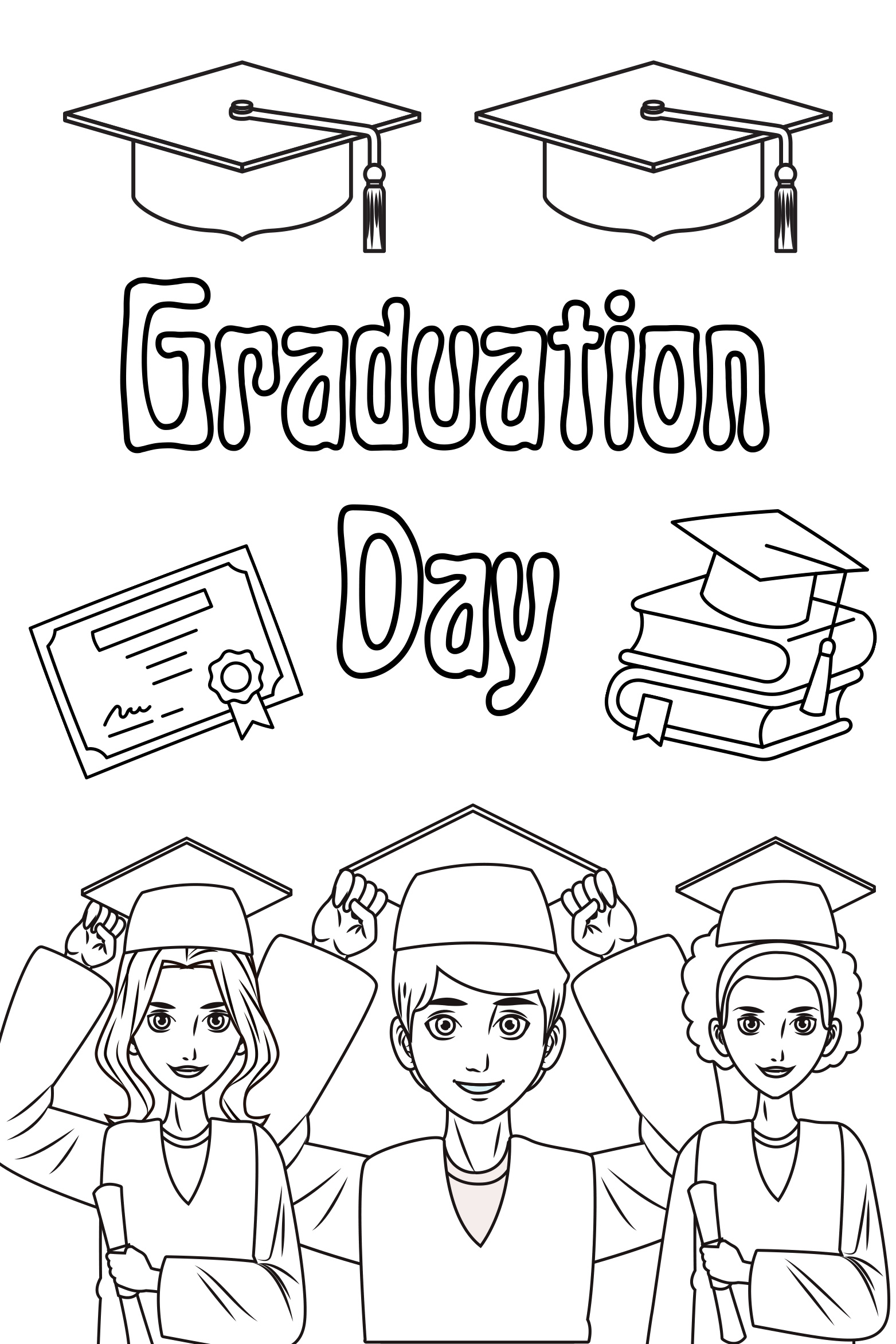 Graduation Coloring Pages Printable coloring page preview