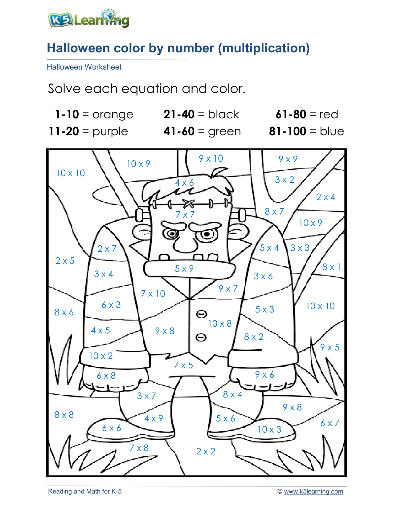 Halloween Coloring Pages Color By Number coloring page preview