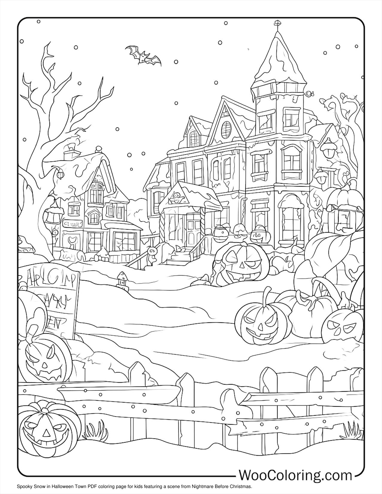 Halloween Town Coloring Pages coloring page preview
