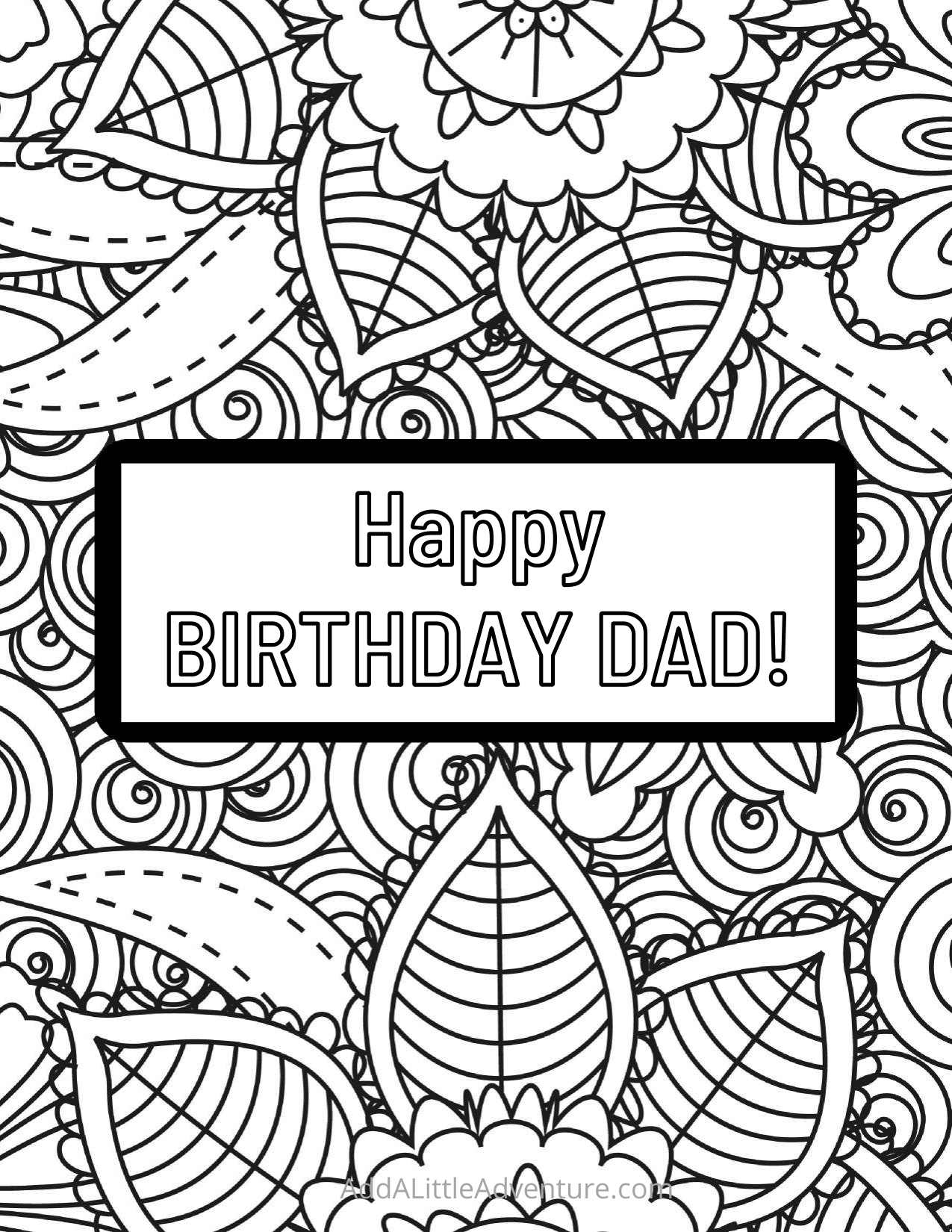 Happy Birthday Coloring Pages For Dad coloring page preview