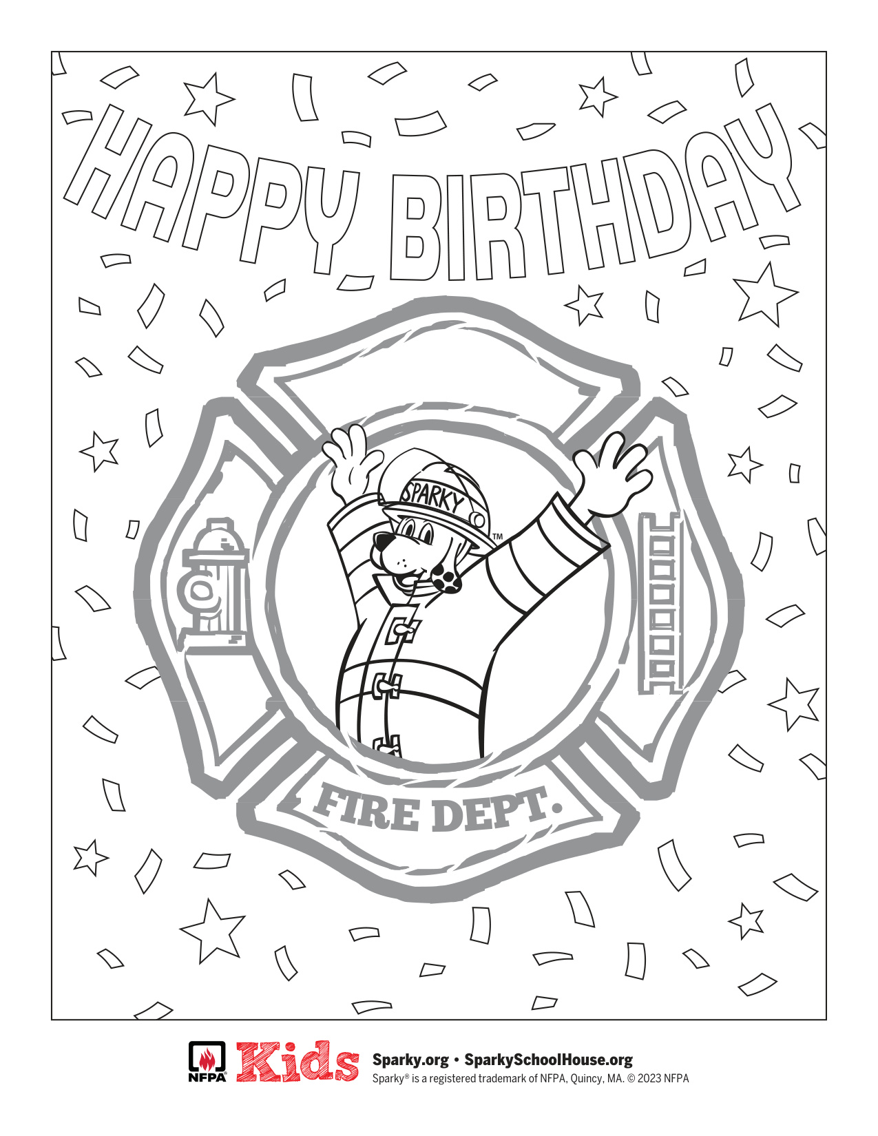 Happy Birthday Colouring Pages coloring page preview