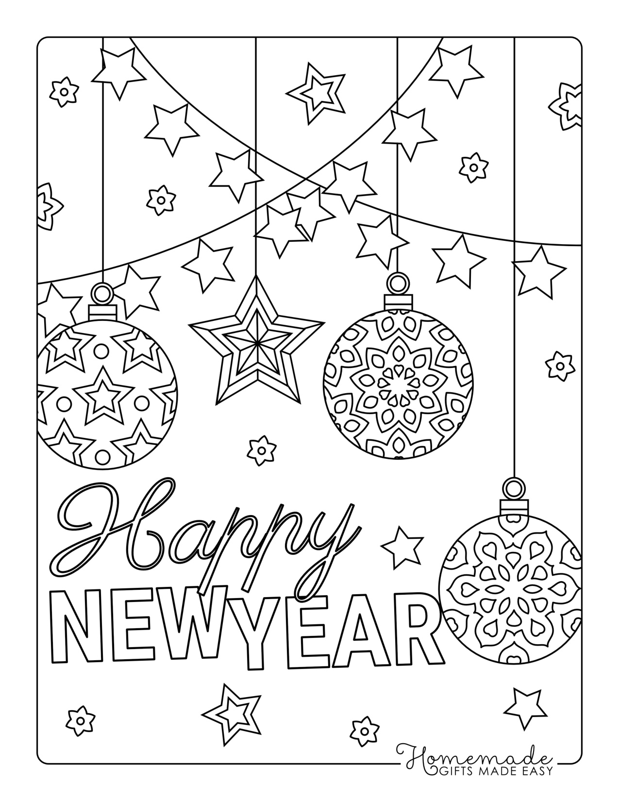 Happy New Year Coloring Page coloring page preview