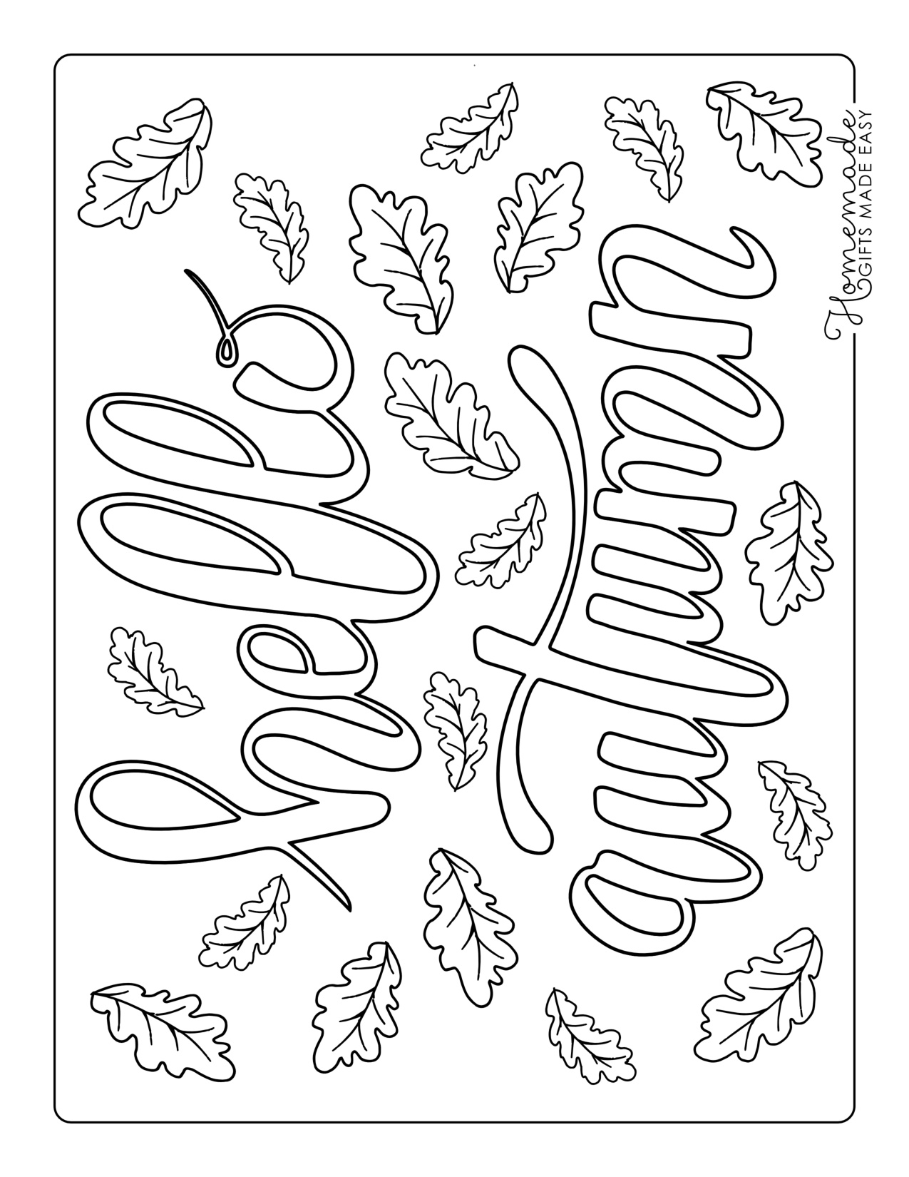 Hello Fall Coloring Page coloring page preview