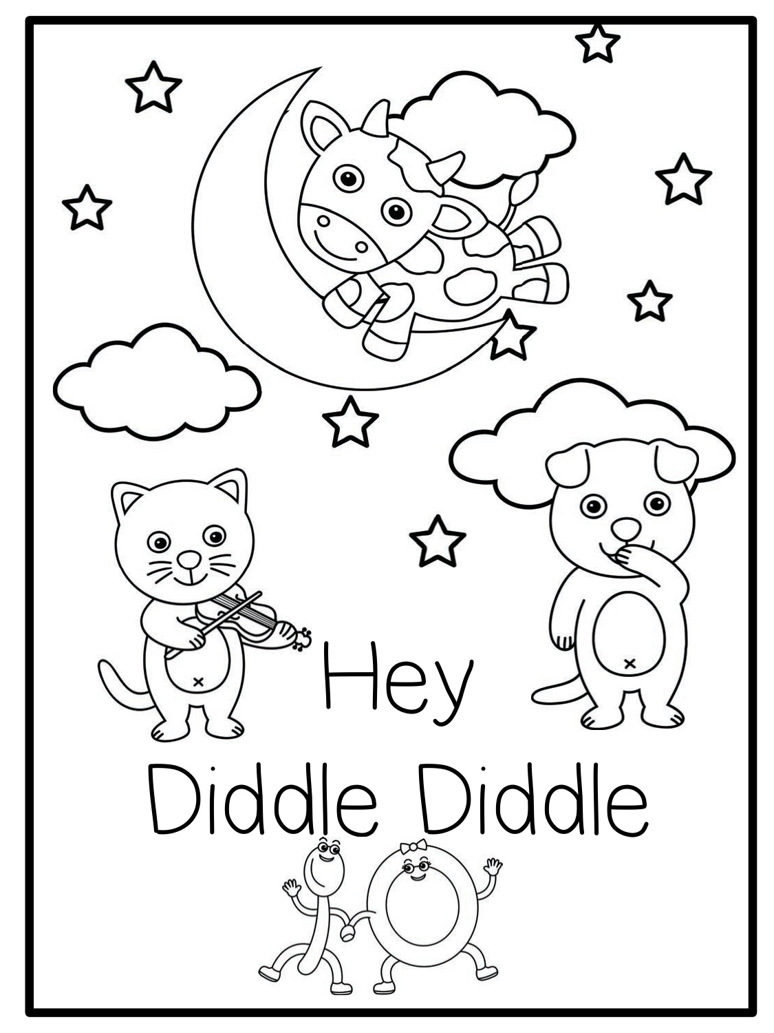 Hey Diddle Diddle Printable coloring page preview