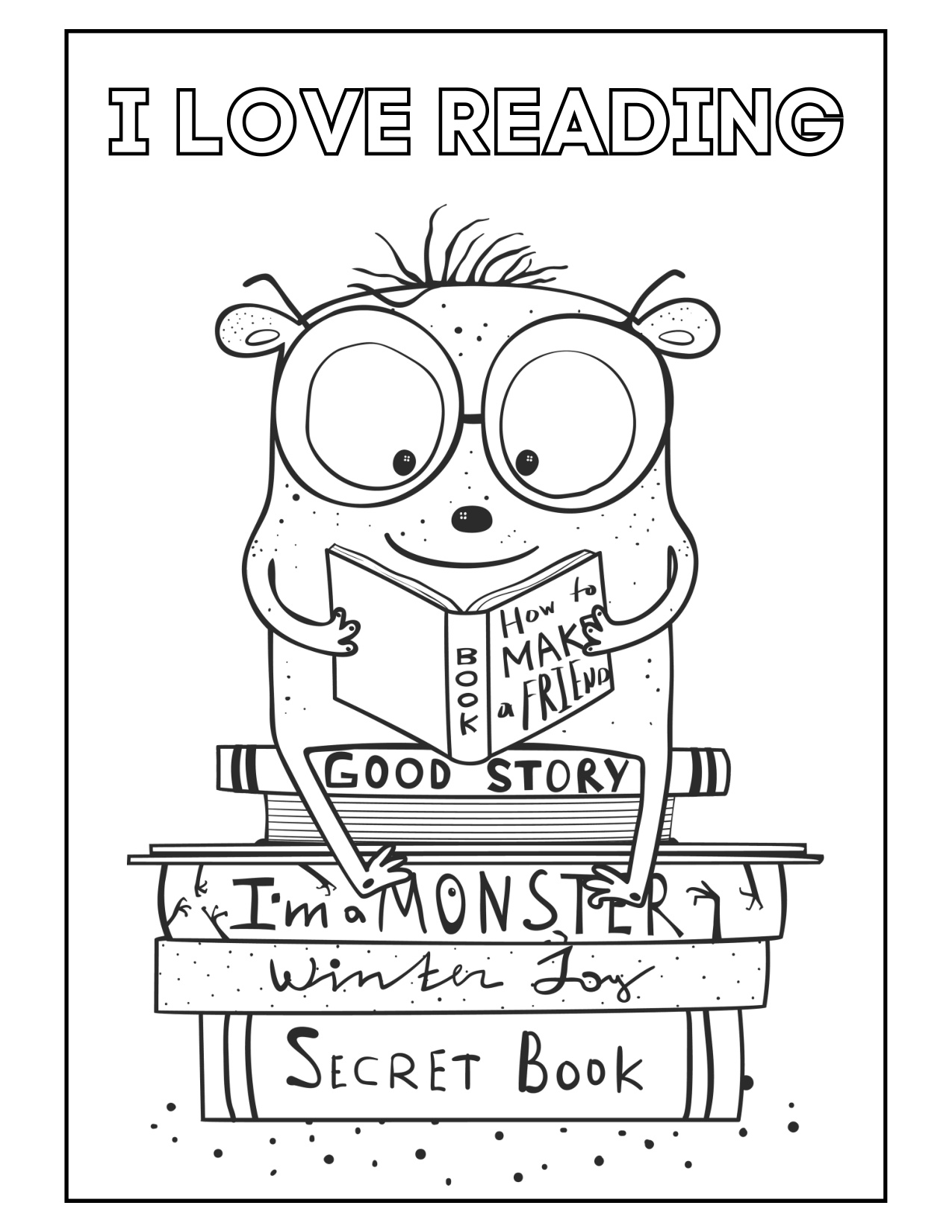 I Love Reading Coloring Pages coloring page preview