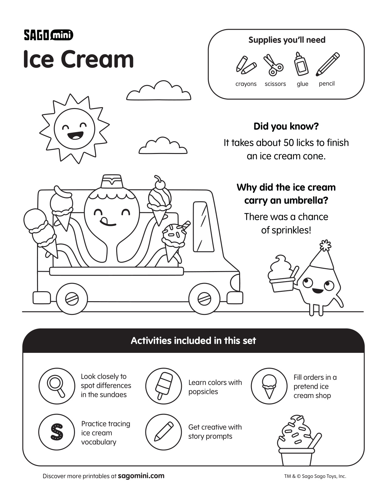 Ice Cream Pictures To Colour coloring page preview