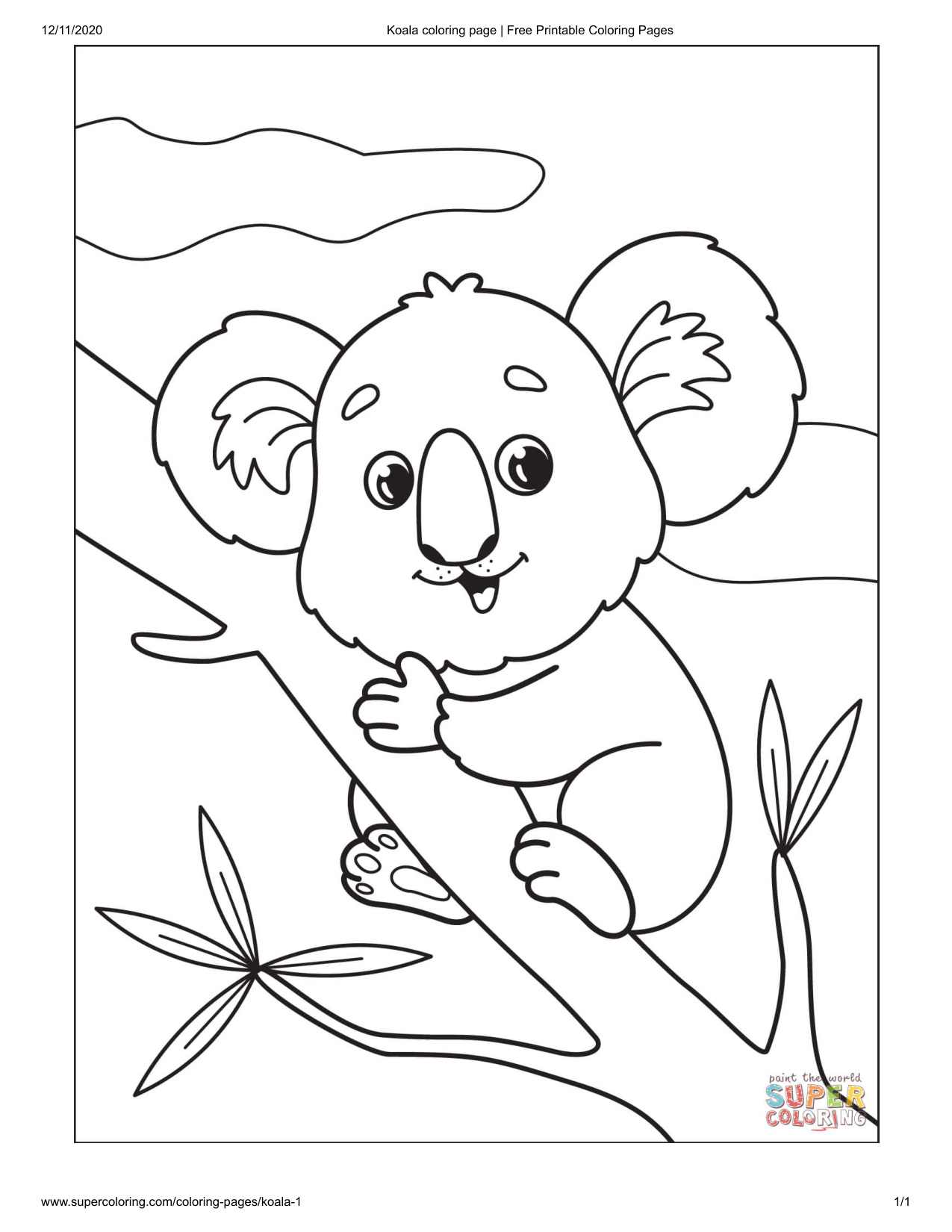 Koala Coloring Pages coloring page preview