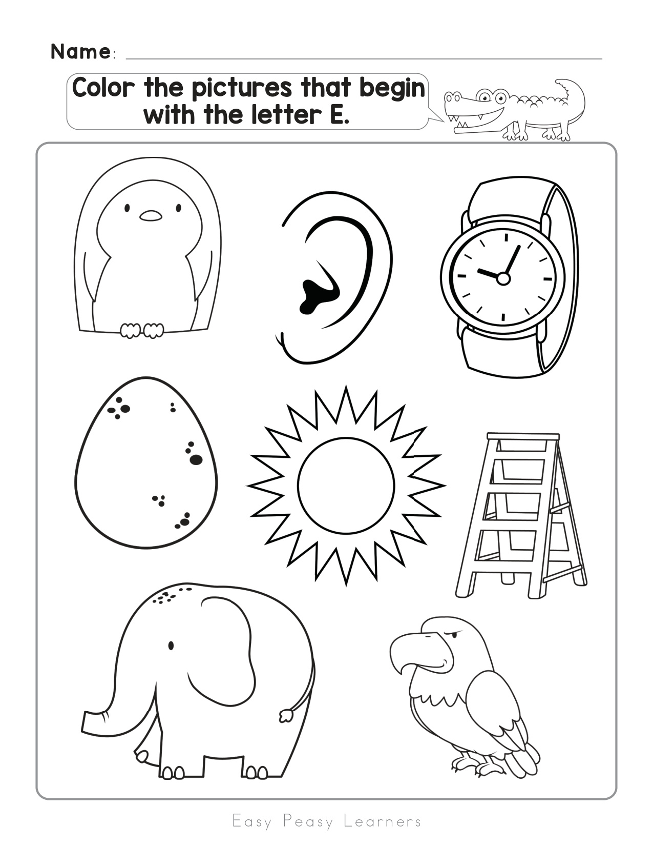 Letter E Coloring coloring page preview