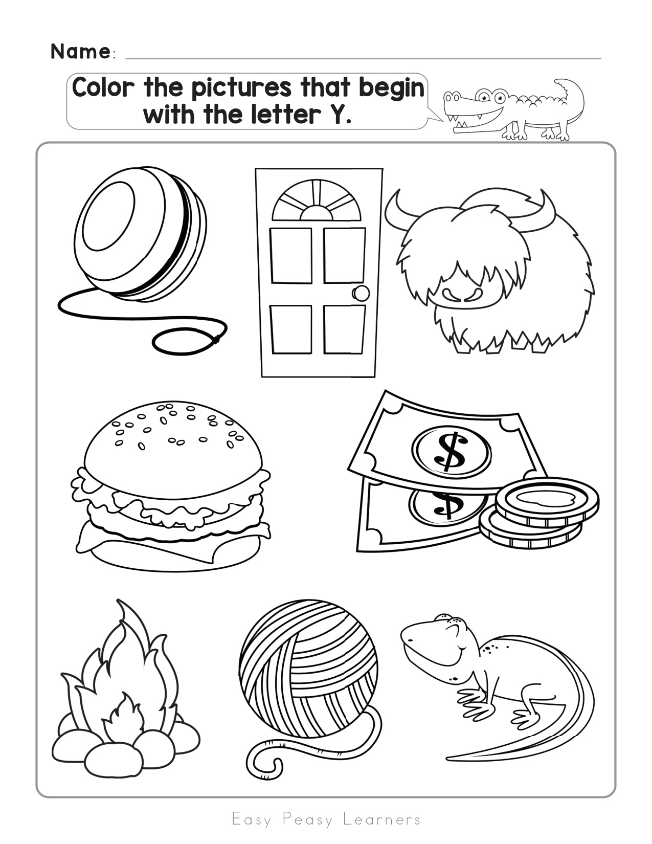 Letter Y Coloring Page coloring page preview