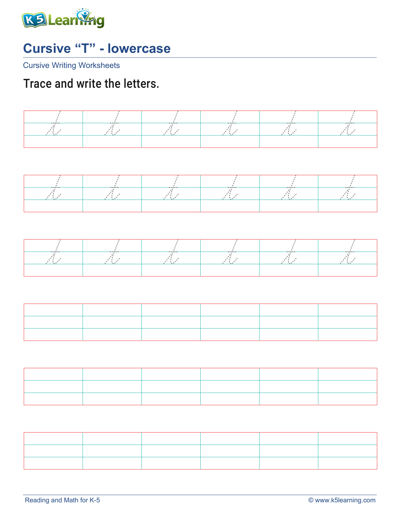 Lowercase Cursive T coloring page preview