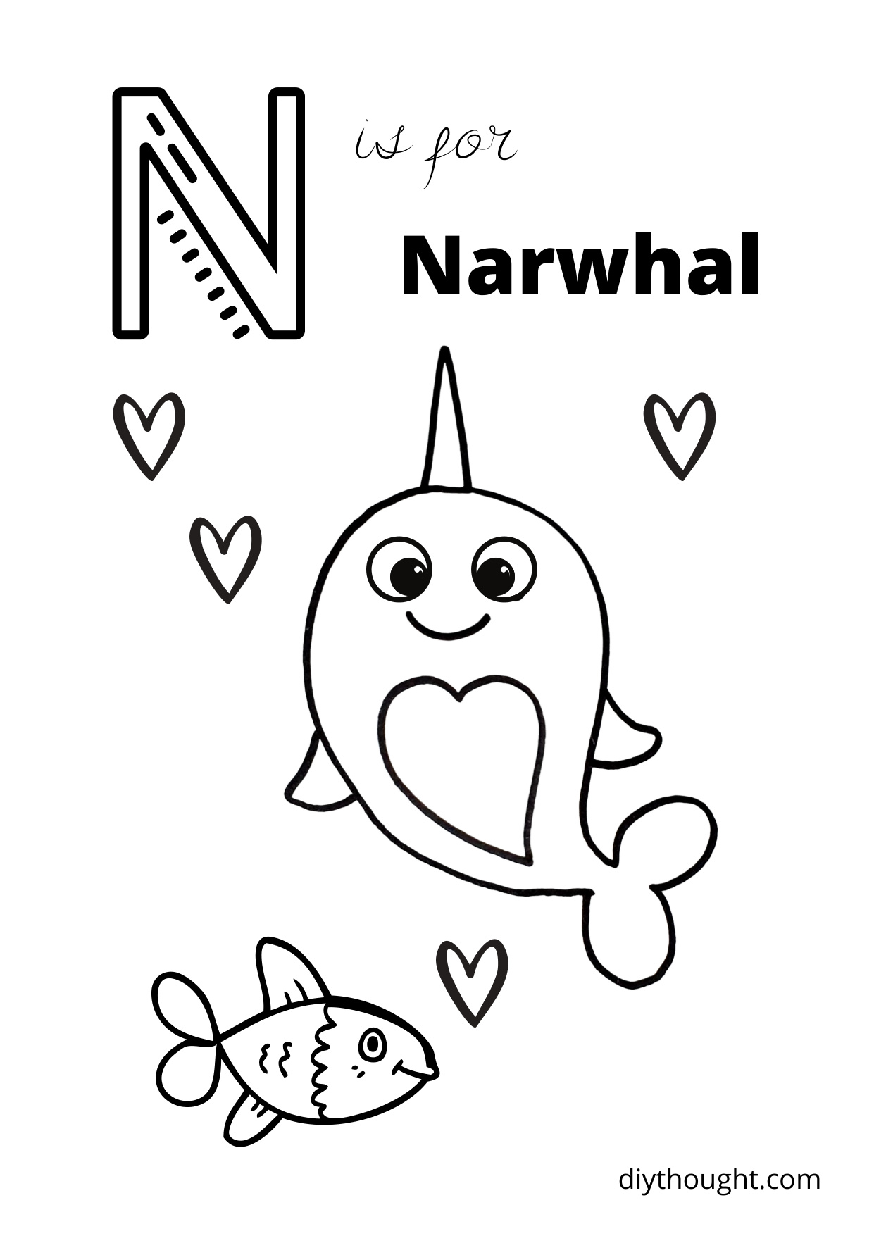 Narwhal Coloring Page coloring page preview