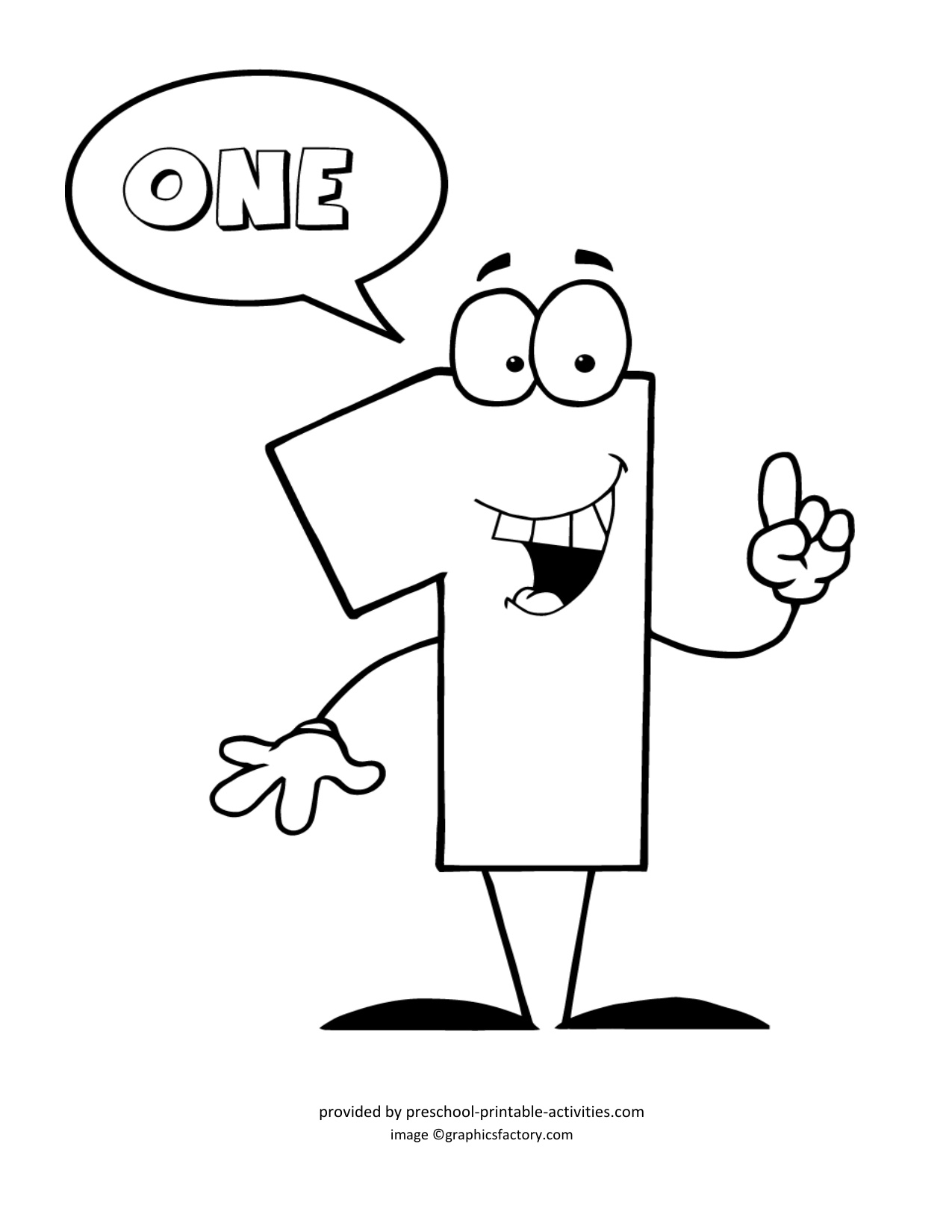 Number 1 Coloring Pages For Preschoolers coloring page preview