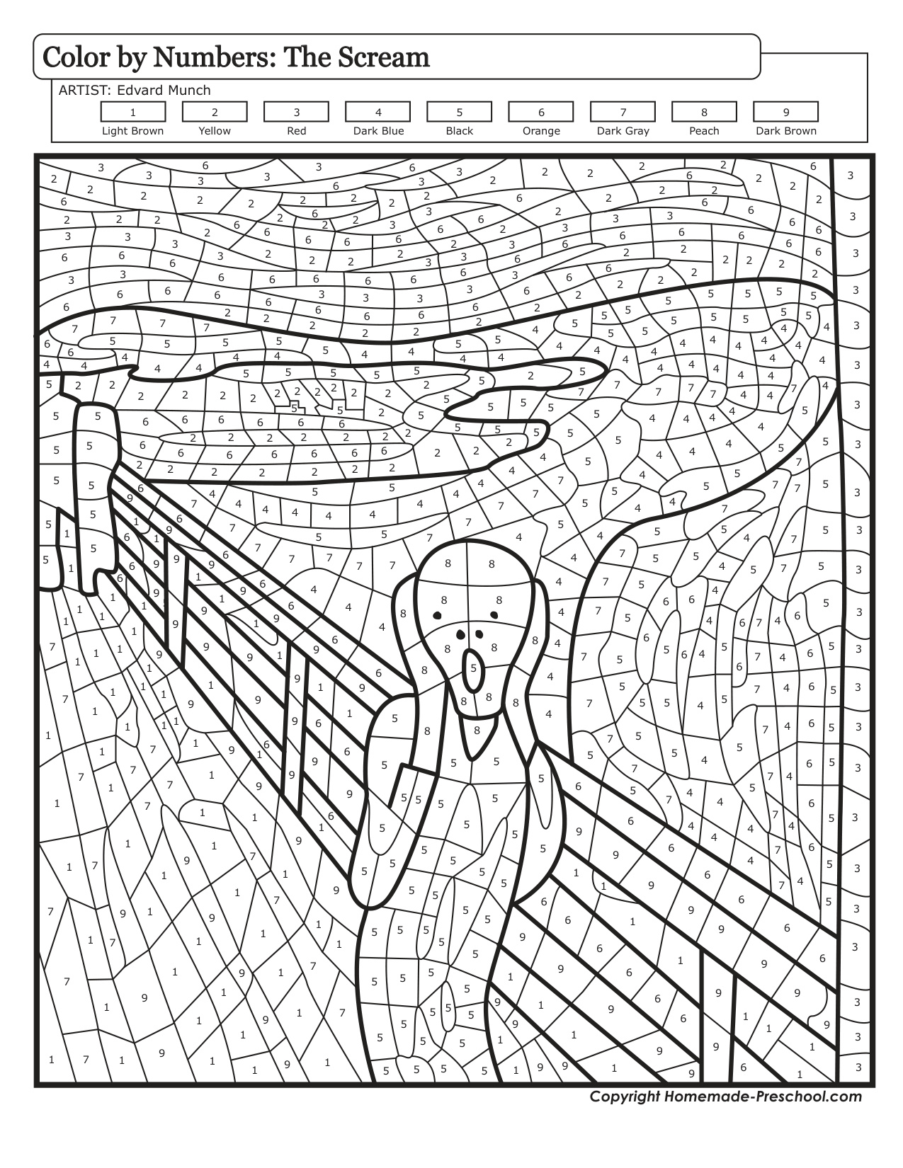 Preschool Color By Number coloring page preview