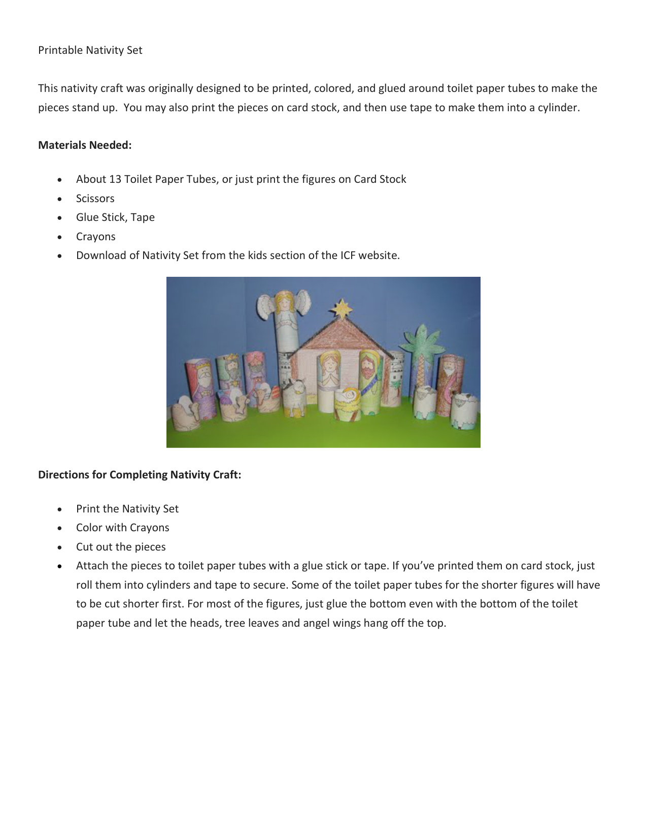 Printable Manger Scene coloring page preview