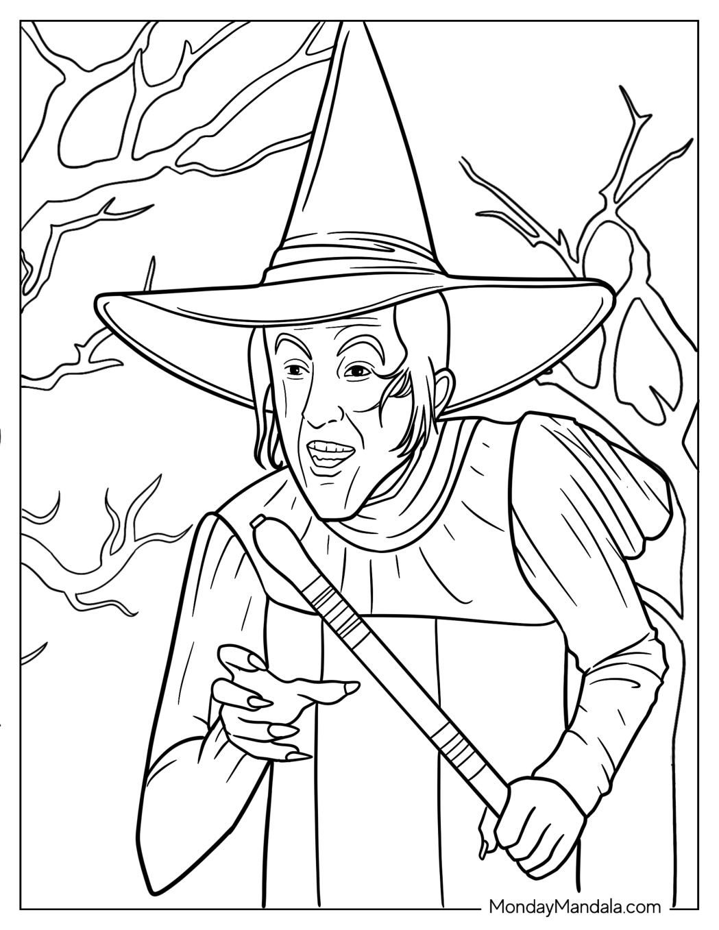 Scary Witch Coloring Pages coloring page preview