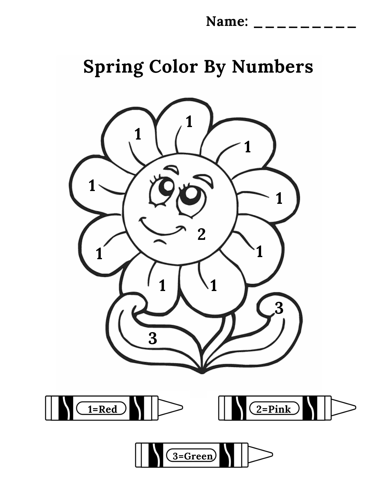 Spring Color By Number Coloring Pages coloring page preview