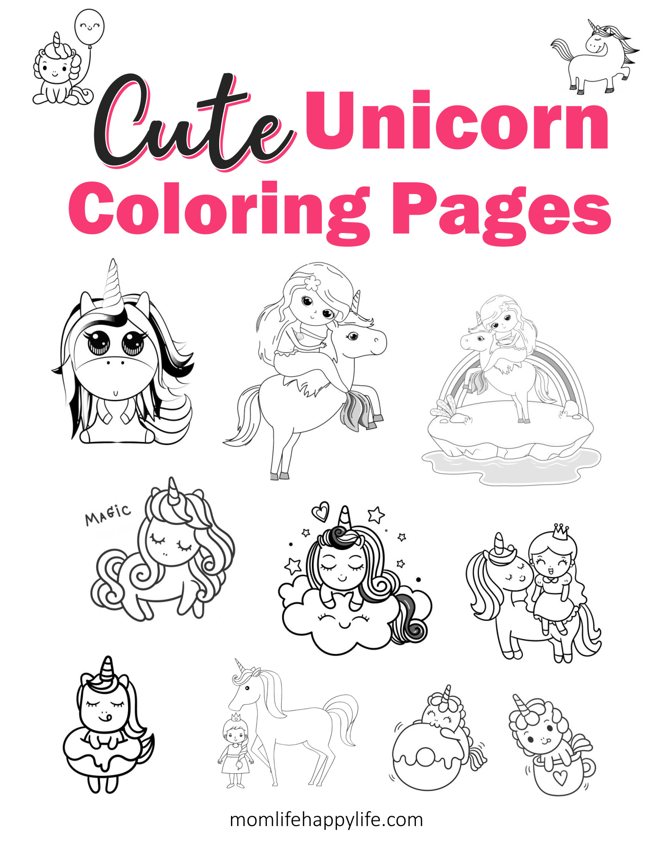 Unicorn Printable Coloring Pages coloring page preview