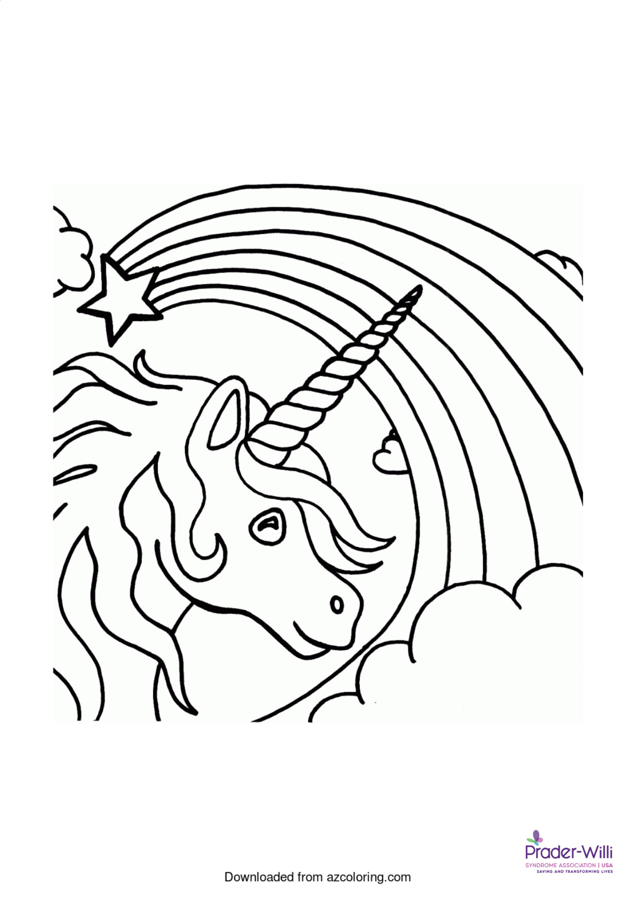 Unicorn Rainbow Coloring Page coloring page preview