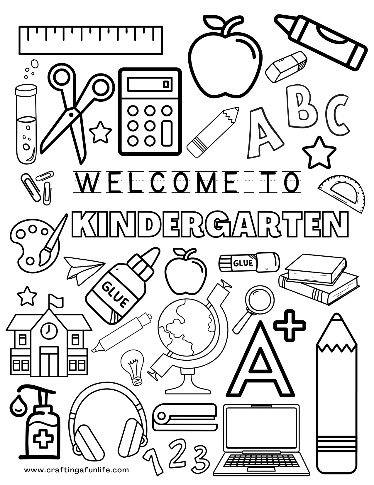 Welcome To Kindergarten Coloring Page coloring page preview