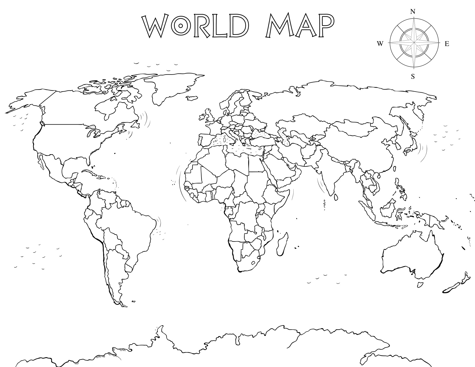 World Map Coloring Page coloring page preview