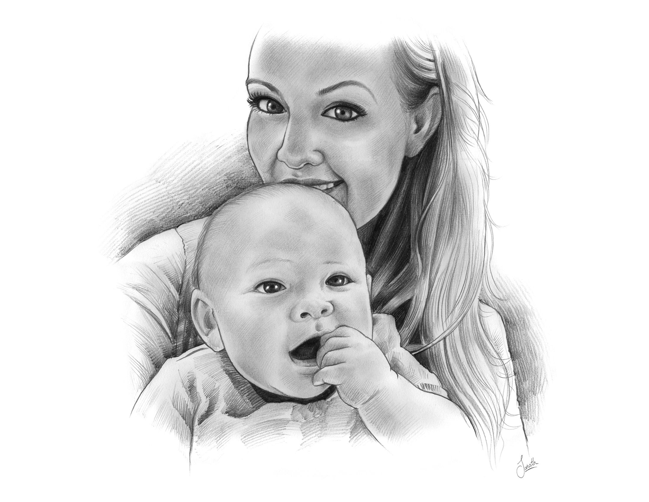 Mothers Day Drawing with Pencil Sketch