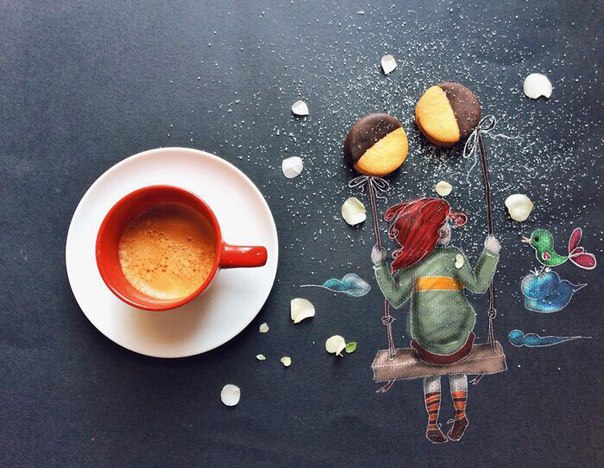 Cinzia Bolonezi creates works directly at breakfast